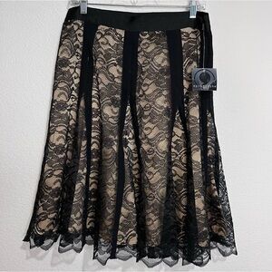 apostrophe Black Lace Overlay Flared Skirt New 10 P